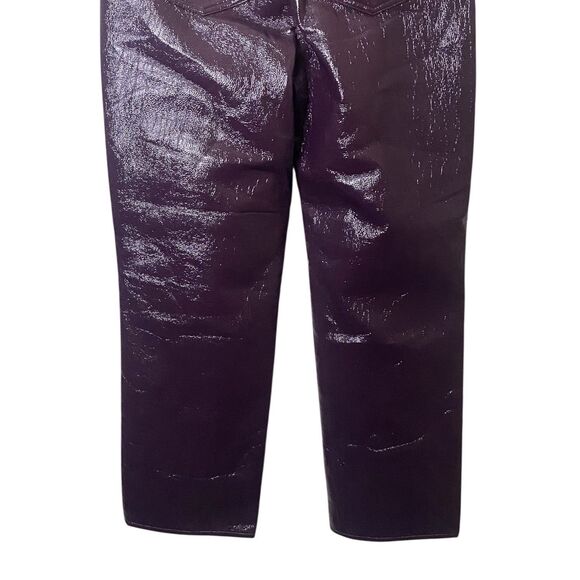 Express Purple Polyurethane Shiny Modern Straight Pants Super High Rise Size 6S - Picture 8 of 12